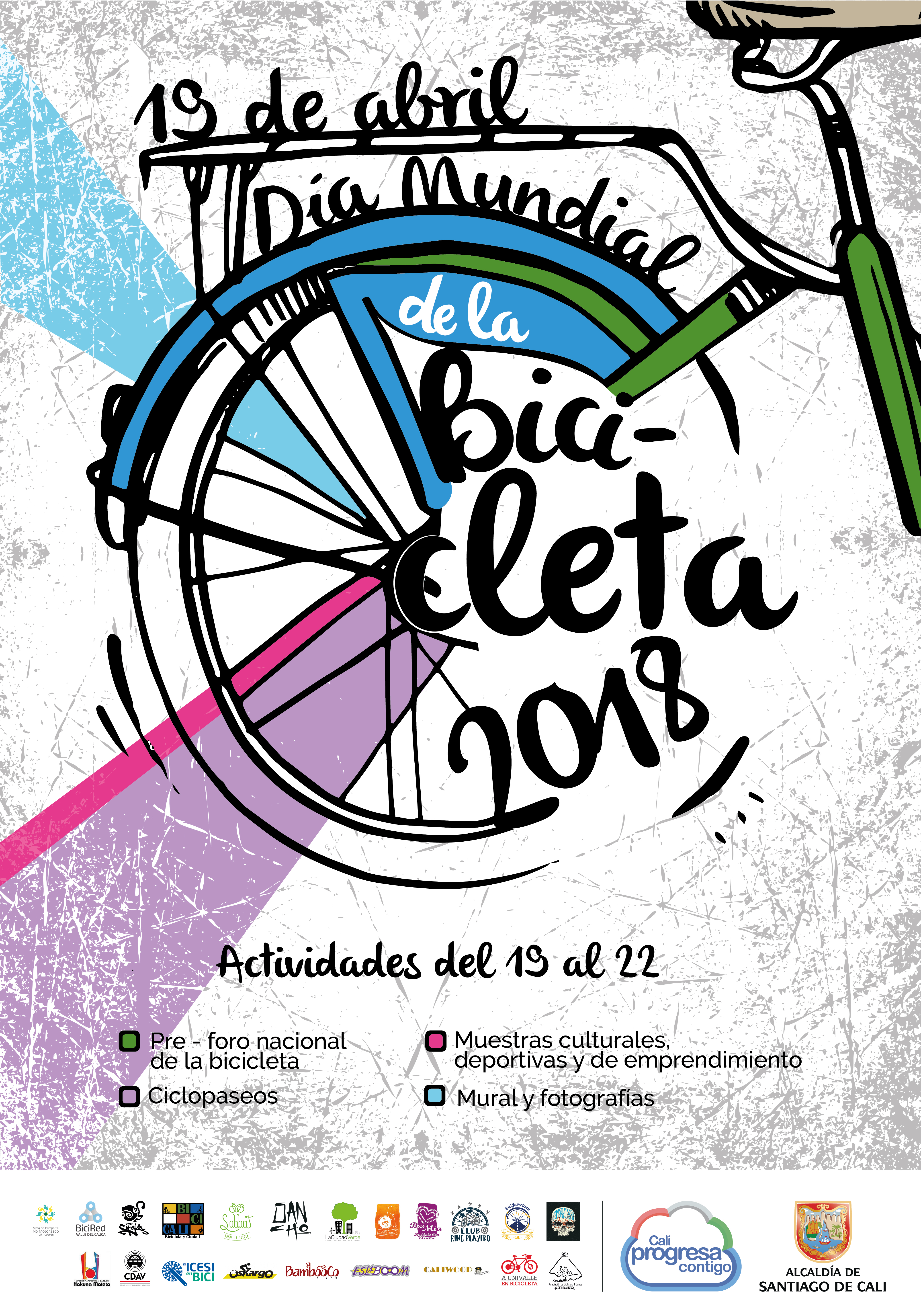 Colectivos y Administración Municipal pedalean la celebración del Día Mundial de la Bicicleta.