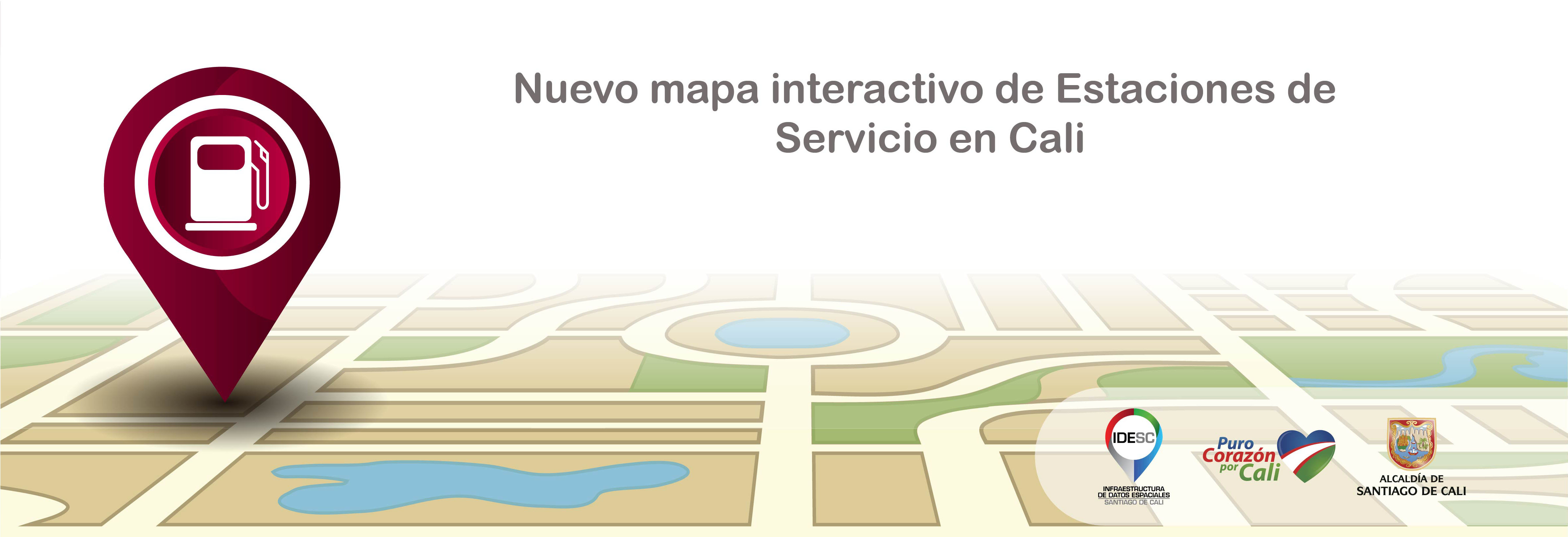 Pieza gráfica que contiene la imagen de un mapa sobre el cual se posa un ícono de una estación de servicio y aún lado los logos institucionales.