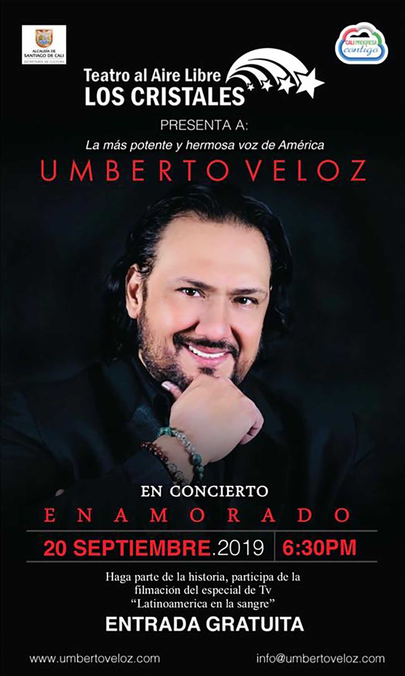  Amor y Amistad en el Teatro al Aire Libre Los Cristales con Umberto Veloz y su concierto ‘Enamorado’.