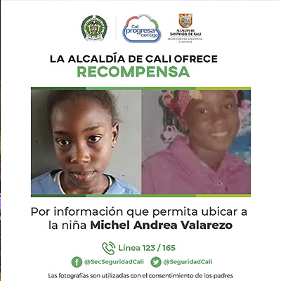 Alcaldía de Cali ofrece recompensa por información que conduzca al paradero de la niña Michel Andrea Valarezo 