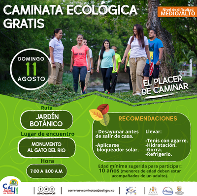 Caminata ecológica ruta Jardín botánico