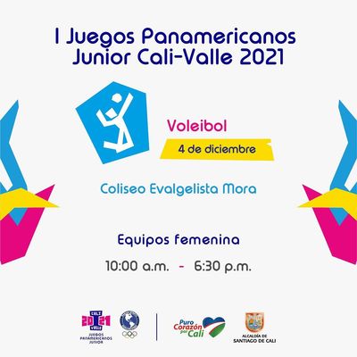 Voleibol equipos Femenina - I Juegos Panamericanos Junior Cali - Valle 2021  Horario