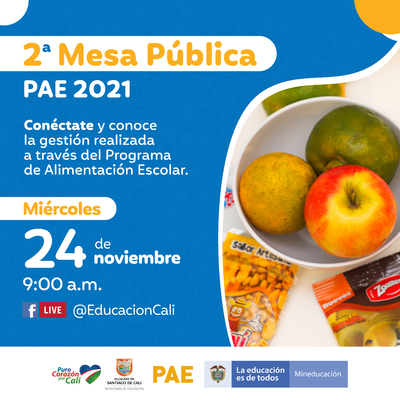 Segunda Mesa Pública del Programa de Alimentación Escolar - PAE, para la vigencia 2021
