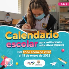 Calendario escolar de instituciones educativas oficiales para 2022