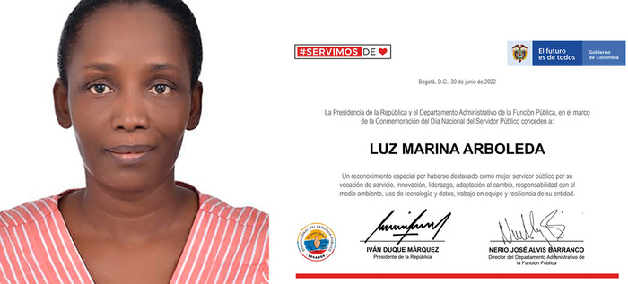 Luz Marina Arboleda, del INEM, recibió reconocimiento en el Día del Servidor Público