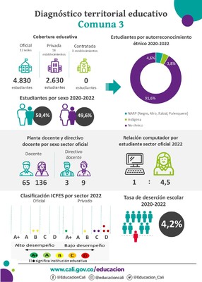 Infografías diagnóstico terrritorial educativo - Comuna 3