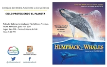 Semana del Medio Ambiente y los Océanos  CICLO PROTEGIENDO EL PLANETA Película: Ballenas Jorobadas de MacGillivray Freeman Fecha: Miércoles, junio 7 de 2017 Lugar: Sala 218 – Centro Cultural de Cali H
