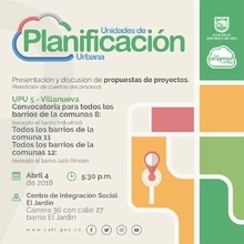 Presentación de propuestas de proyectos para comunas 8, 11 y 12 - UPU 5 (Rendición de Cuentas)