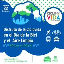 Disfruta de la Ciclovida en el día de la  Bici y el aire limpio