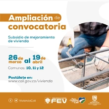Convocatoria Subsidio Mejoramiento de Vivienda Comunas 10,11 y 12