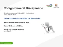 Invitación a la conferencia sobre Código General Disciplinario