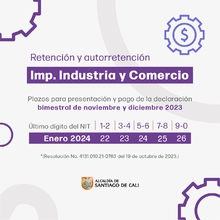 RETEICA - Plazo para la presentación y pago declaración bimestral