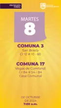 Jornada de Estetización - Martes 8 de octubre COMUNA 3 San Bosco Carrera 12 # 10 - 60  / COMUNA 17 Vegas de Comfandi Carrera 84 # 54 - 84 Casa Comunal