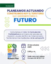 Taller de Formulación Participativa en el marco del proceso de Revisión y Ajuste del Plan de Ordenamiento Territorial (POT) de Santiago de Cali.