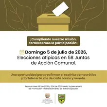 Elecciones atipicas en 58 juntas de accion comunal