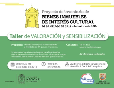 Taller de valoración y sensibilización del proyecto de actualización del inventario de BIC