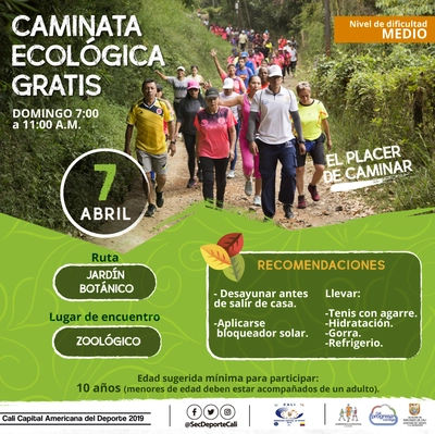 Caminata ecológica ruta Jardín botánico