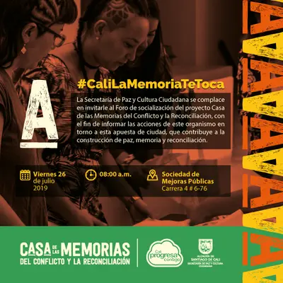 La Secretaría de Paz y Cultura Ciudadana socializará del proyecto Casa de las Memorias del Conflicto y la   Reconciliación.