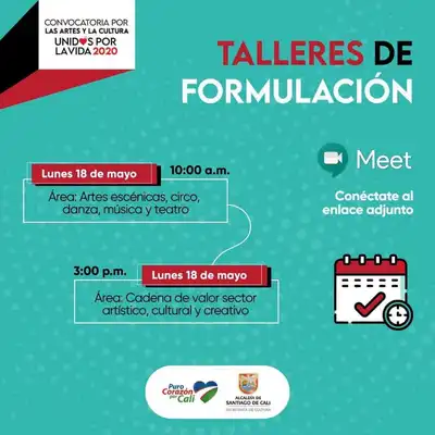 Talleres de formulación, Área: cadena de valor sector artístico, cultural y creativo, lunes 18 de mayo de 2020 03:00 PM