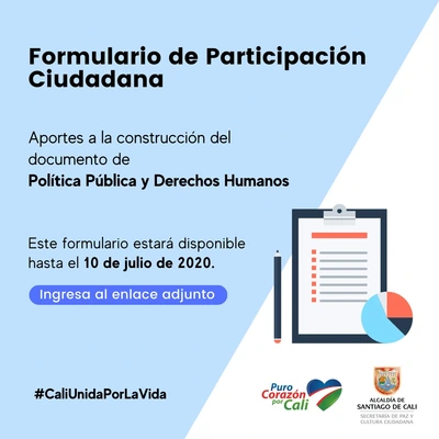 Haz tu aporte a la construcción del documento de Política Pública de Derechos Humanos para Santiago de Cali 