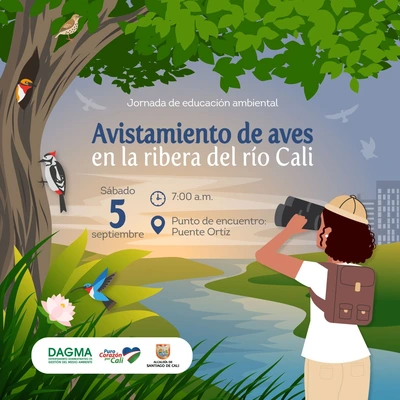 Avistamiento de aves en la ribera del río Cali