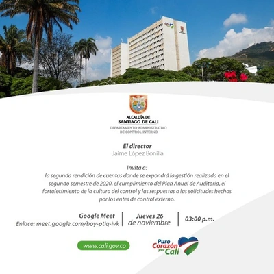 Segunda Rendición de Cuentas del Departamento Administrativo de Control Interno 2020