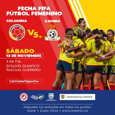 Fecha FIFA de futbol femenino Colombia vs Zambia