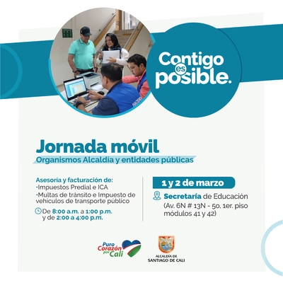 Jornada Móvil Organismos Alcaldía y entidades públicas - Facturación y asesoría en impuestos IPU e ICA y otros sobre tránsito