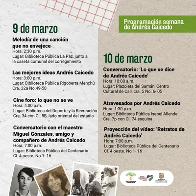 Programación semana de Andrés Caicedo