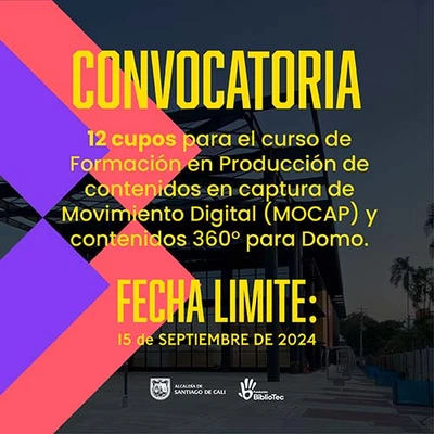 Convocatoria abierta para curso de formación en producción de contenidos en captura de movimiento digital (MOCAP) y contenidos 360° para Domo
