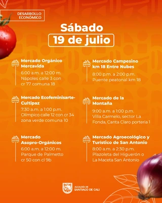 Mercados campesinos sábado 19 de julio