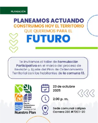 Taller de Formulación Participativa en el marco del proceso de Revisión y Ajuste del Plan de Ordenamiento Territorial (POT) de Santiago de Cali.