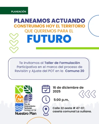 Invitamos a todos los vecinos y amigos de la Comuna 20 a participar del Taller de Formulación Participativa