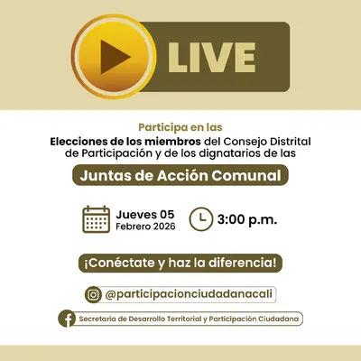 Elecciones de los miembros del consejo distrital de participación y de los dignatarios de las juntas de acción comunal