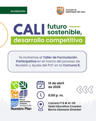 Te invitamos al Taller de Formulación Participativa en el marco del proceso de Revisión y Ajuste del POT en la Comuna 8.