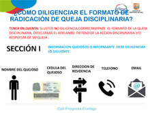 SECCIÓN 1 INFORMACIÓN QUEJOSOS O INFORMANTE. DEBE DILIGENCIAR LO SIGUIENTE.