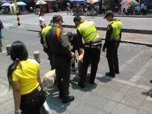 Toma preventiva de la policía en el centro de Cali