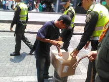 Toma preventiva de la policía en el centro de Cali