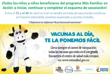 Convocan a beneficiarios de Más Familias en Acción para jornada de vacunación