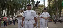 La banda marcial de la Fuerza Naval del Pacífico se lució en la Plaza de Cayzedo de Cali