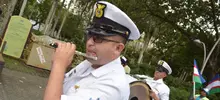La banda marcial de la Fuerza Naval del Pacífico se lució en la Plaza de Cayzedo de Cali