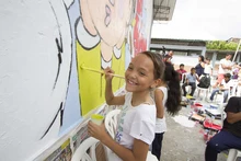 Estudiantes pintaron mural de la paz en la Institución Joaquín de Caicedo y Cuero