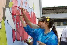 Estudiantes pintaron mural de la paz en la Institución Joaquín de Caicedo y Cuero