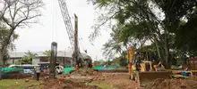 Con la fundición del primer pilote, se dio inicio a la construcción del puente de la 100 con 25