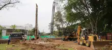 Con la fundición del primer pilote, se dio inicio a la construcción del puente de la 100 con 25