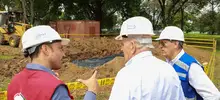 Con la fundición del primer pilote, se dio inicio a la construcción del puente de la 100 con 25