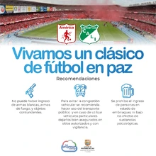 Alcaldía reitera las medidas de seguridad y el llamado al fútbol en paz para el clásico del domingo 