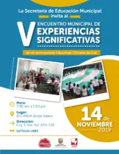La Secretaría de Educación invita al V Encuentro Municipal de Experiencias Significativas