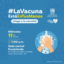 "La vacuna está en tus manos" se aplicará en las escuelas de Cali