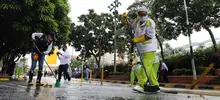 El CAM y sus alrededores recibieron baño de desinfección, es una de las 88 áreas programadas para la limpieza sanitaria